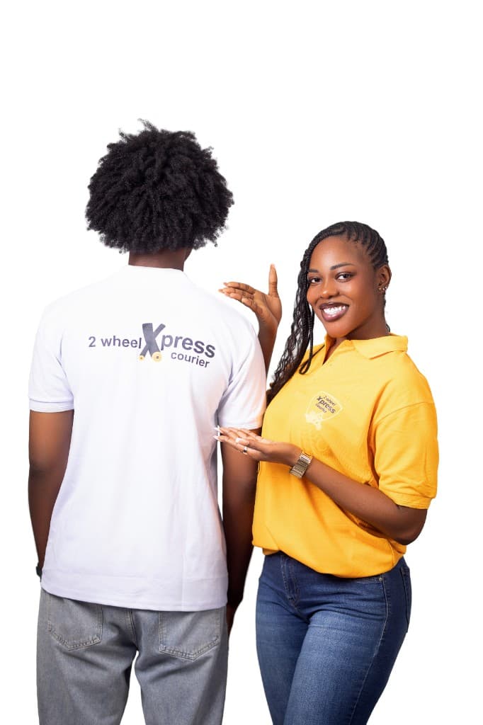 2Wheel Xpress team showcasing branded rider uniforms