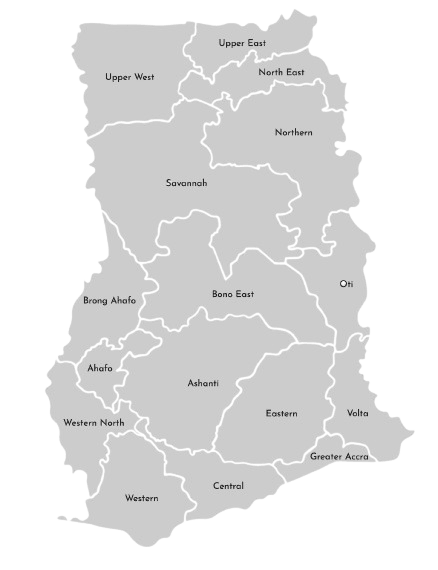Map of Ghana highlighting Greater Accra delivery coverage