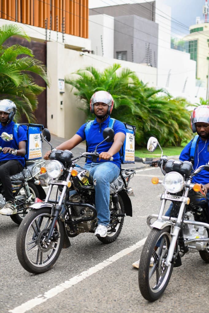 2Wheel Xpress riders on motorcycles ready for delivery across Greater Accra